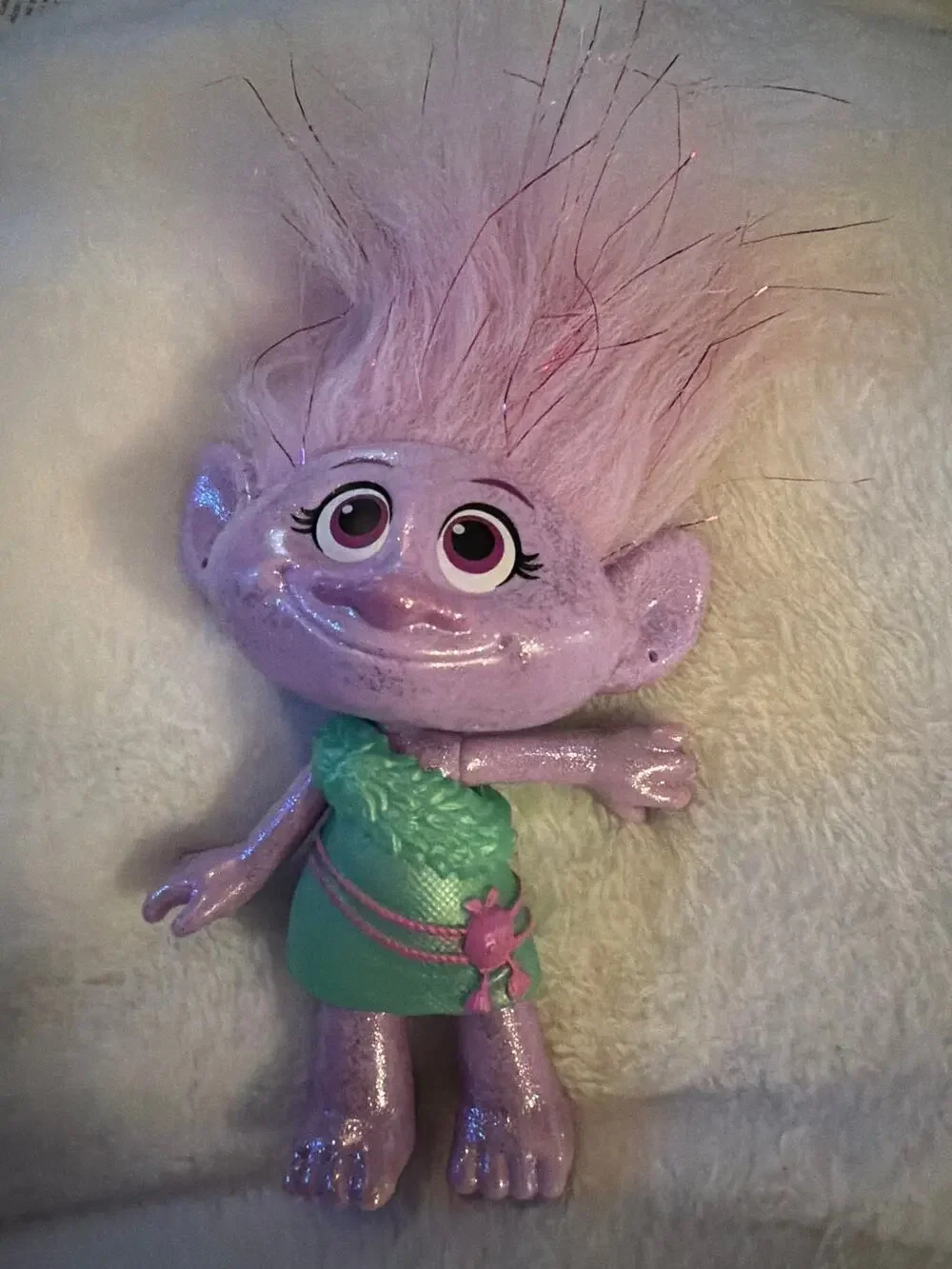 2015 DreamWorks Trolls Gia Grooves Purple Glitter Doll Pink Hair Hasbro 5